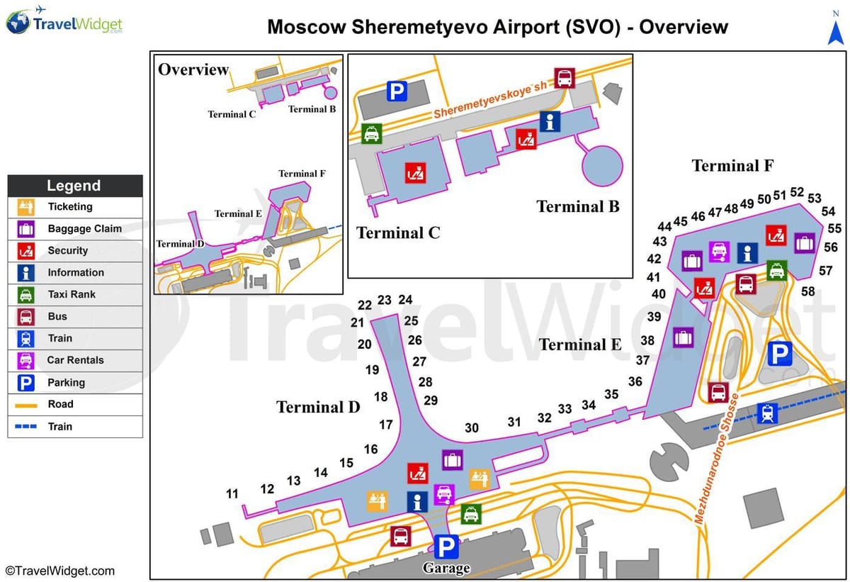 Moskva hava limanı Sheremetyevo xəritəsi