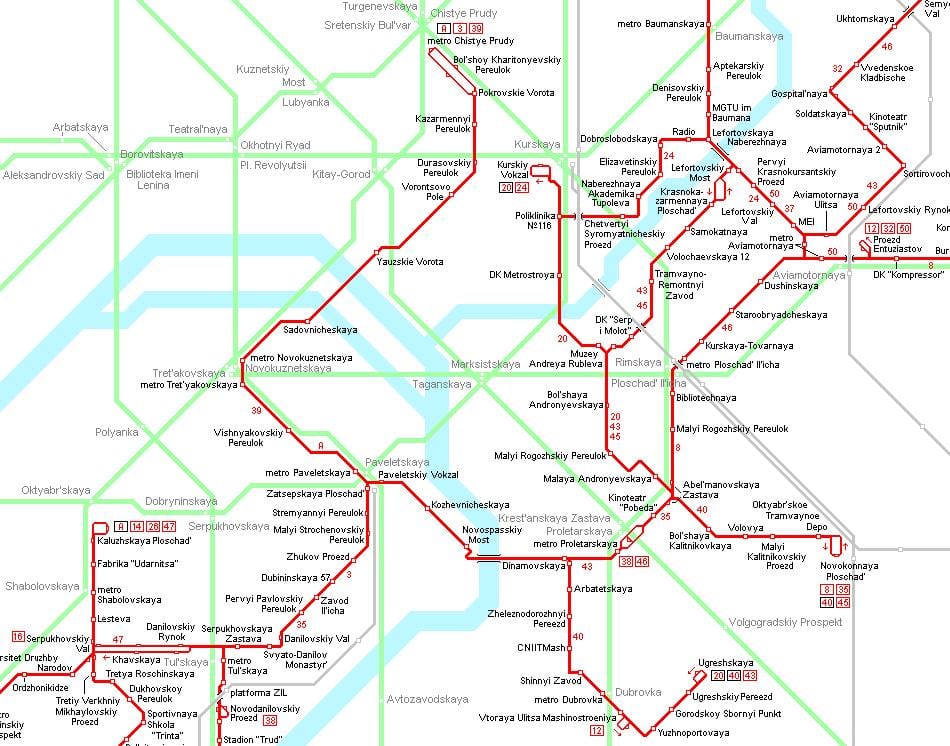 kart Moskva tramvay