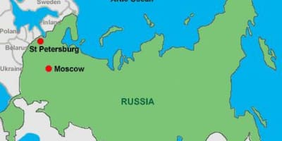 Moskva və Sankt-Peterburq xəritədə