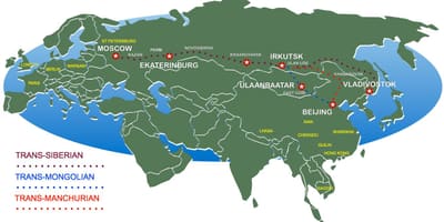 Pekin, Moskva qatarı marşrutu xəritədə