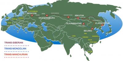 Kart Moskvanın zamanı Vladivostok qatarı marşrutu